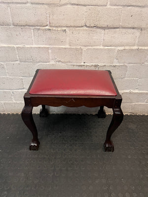 Vintage Style Dressing Table Stool with Ball and Claw Feet — Used; Fair Condition – back view