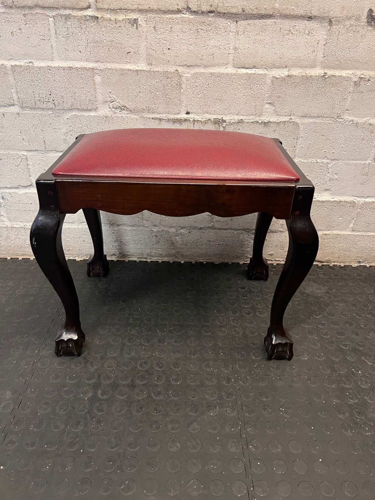 Vintage Style Dressing Table Stool with Ball and Claw Feet — Used; Fair Condition – main front view