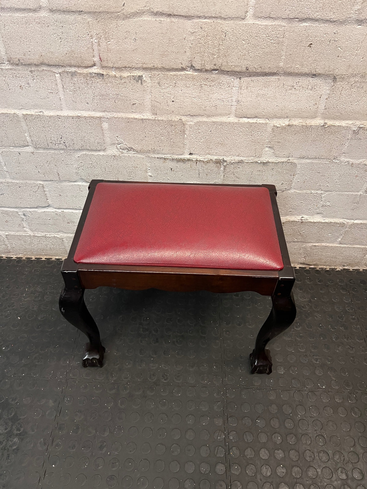 Vintage Style Dressing Table Stool with Ball and Claw Feet — Used; Fair Condition – side view