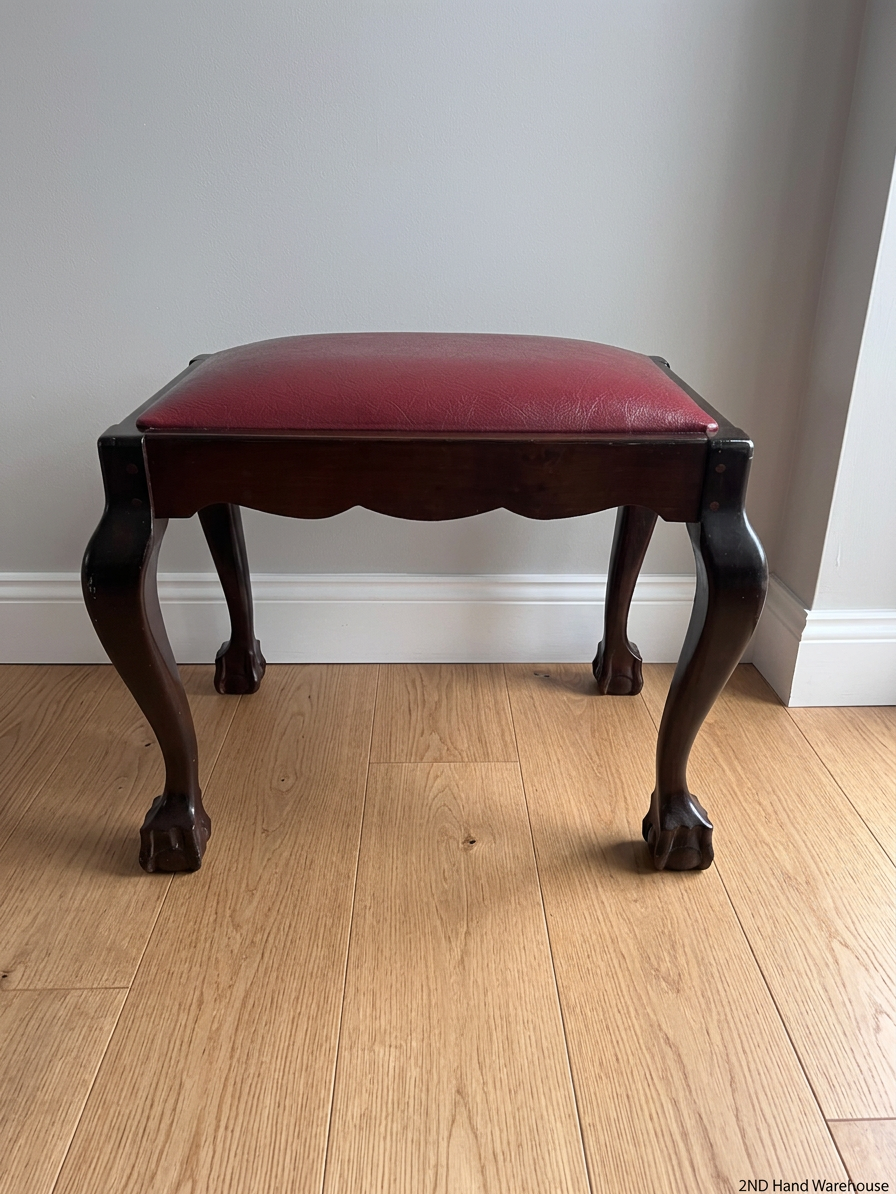 Vintage Style Dressing Table Stool with Ball and Claw Feet — Used; Fair Condition – styled product image