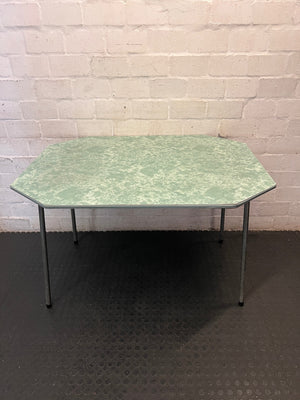 Octagonal Green Marbled Dining Table — Fair Condition with Visible Wear – condition detail