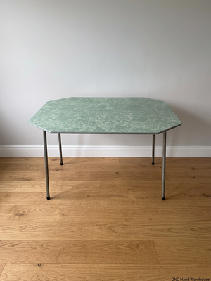 Octagonal Green Marbled Dining Table — Fair Condition with Visible Wear – styled product image