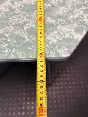 Octagonal Green Marbled Dining Table — Fair Condition with Visible Wear – width measurement