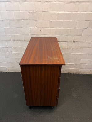 Mid-Century Style Four Drawer Chest in Brown Finish — Chipped Surfaces and Missing Handles – top view