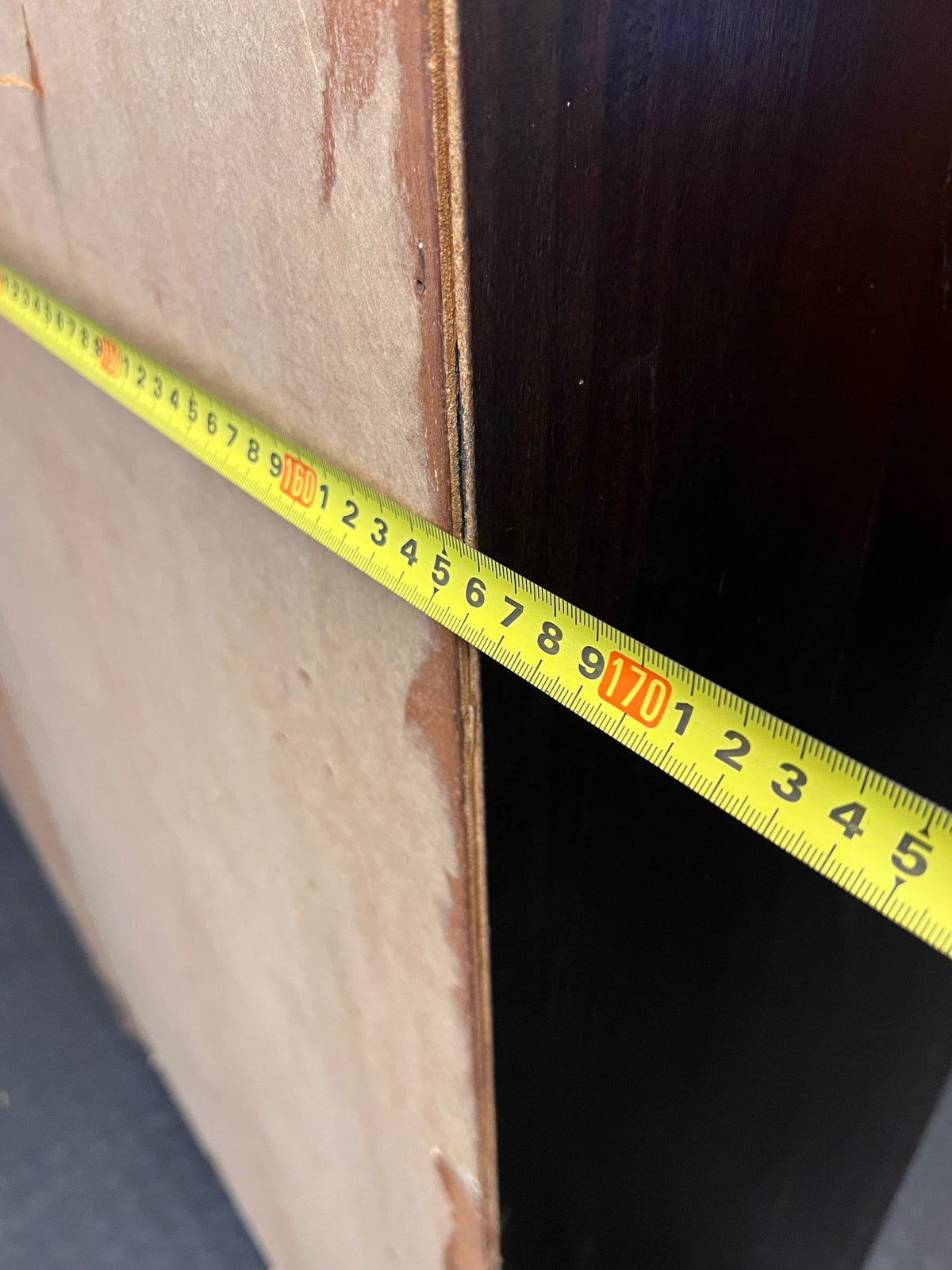 Tall Dark Wood Entertainment TV Unit — Fair Condition with Visible Surface Wear – width measurement