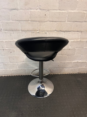 Black Faux Leather Swivel Bar Stool with Chrome Base — Good Working Order – condition detail