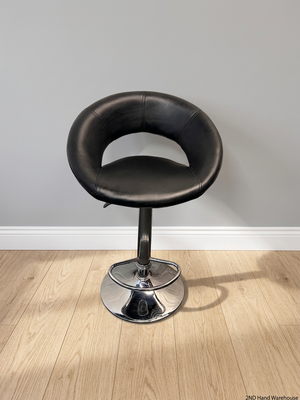 Black Faux Leather Swivel Bar Stool with Chrome Base — Good Working Order – styled product image