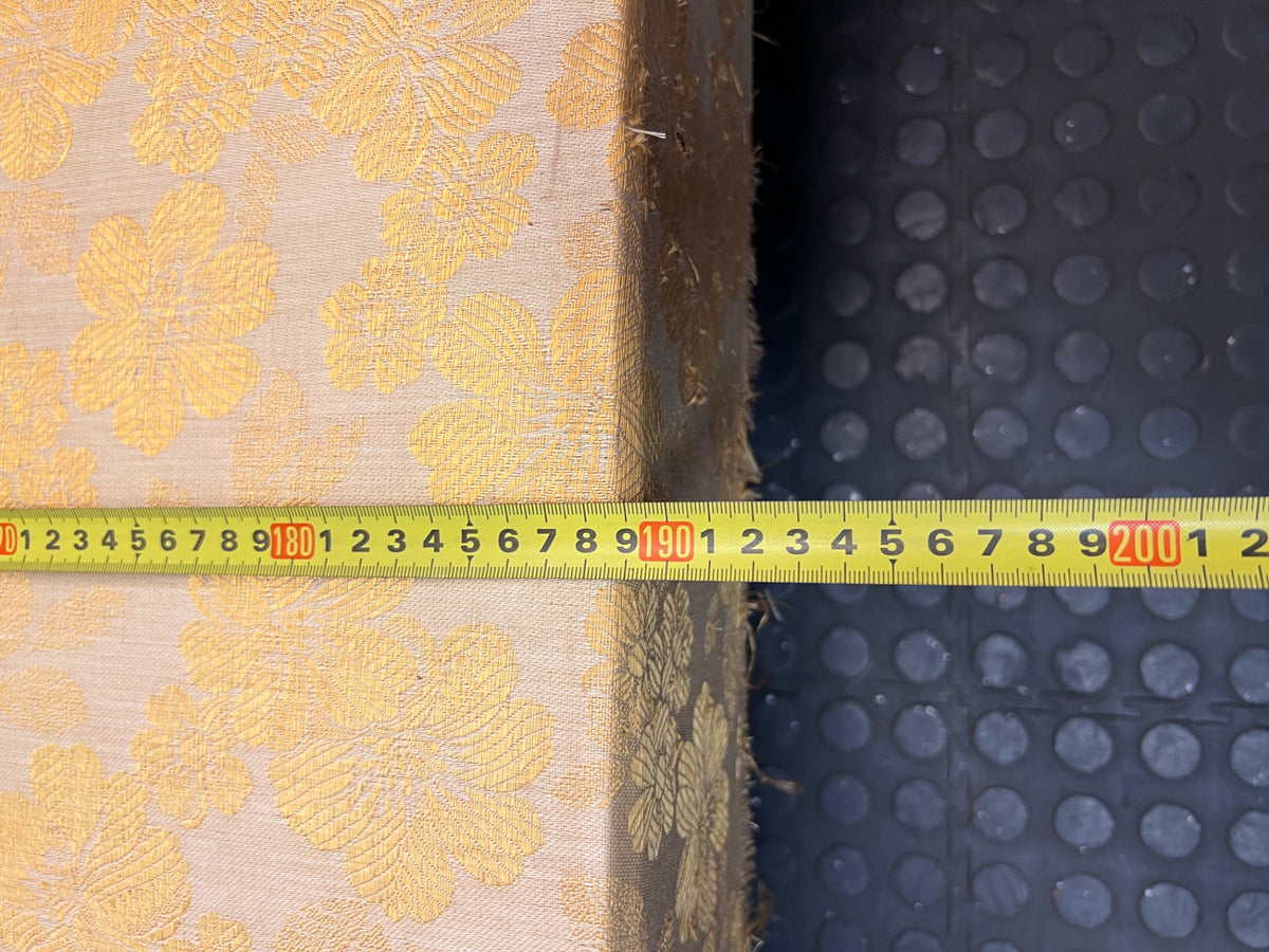 Vintage Floral Fabric Double Bed Base with Wooden Legs — Damaged Upholstery and Frayed Edges – width measurement
