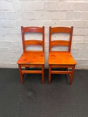 Honey-Toned Wooden Ladder Back Dining Chair — Fair Condition with Visible Wear – side view
