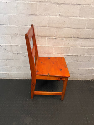 Honey-Toned Wooden Ladder Back Dining Chair — Fair Condition with Visible Wear – top view