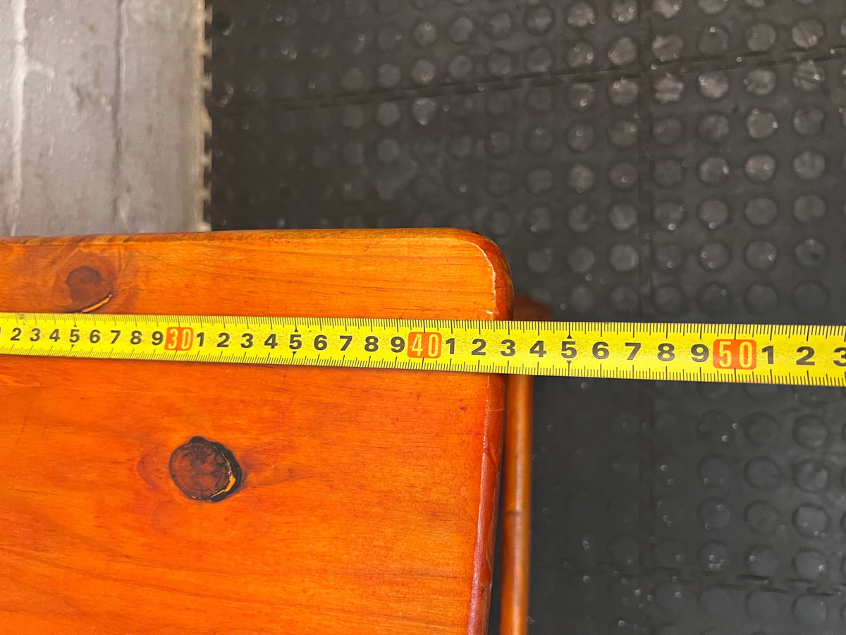 Honey-Toned Wooden Ladder Back Dining Chair — Fair Condition with Visible Wear – width measurement