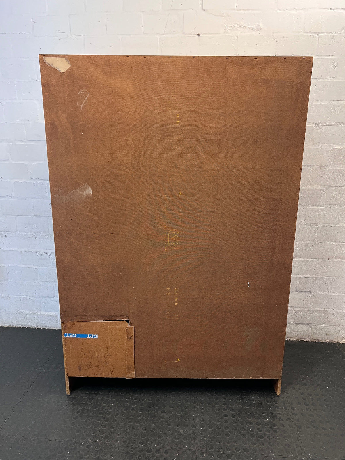 Three-Door Wood-Tone Veneer Wardrobe – back view