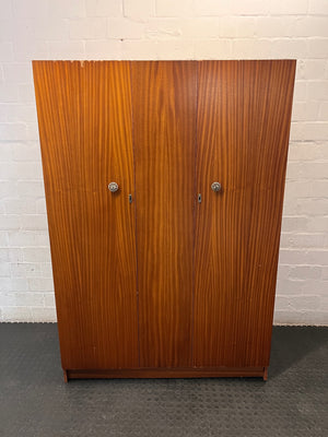 Three-Door Wood-Tone Veneer Wardrobe – main front view