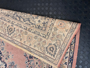 Pink Traditional Persian Style Medallion Rug — Fair Used Condition – back view