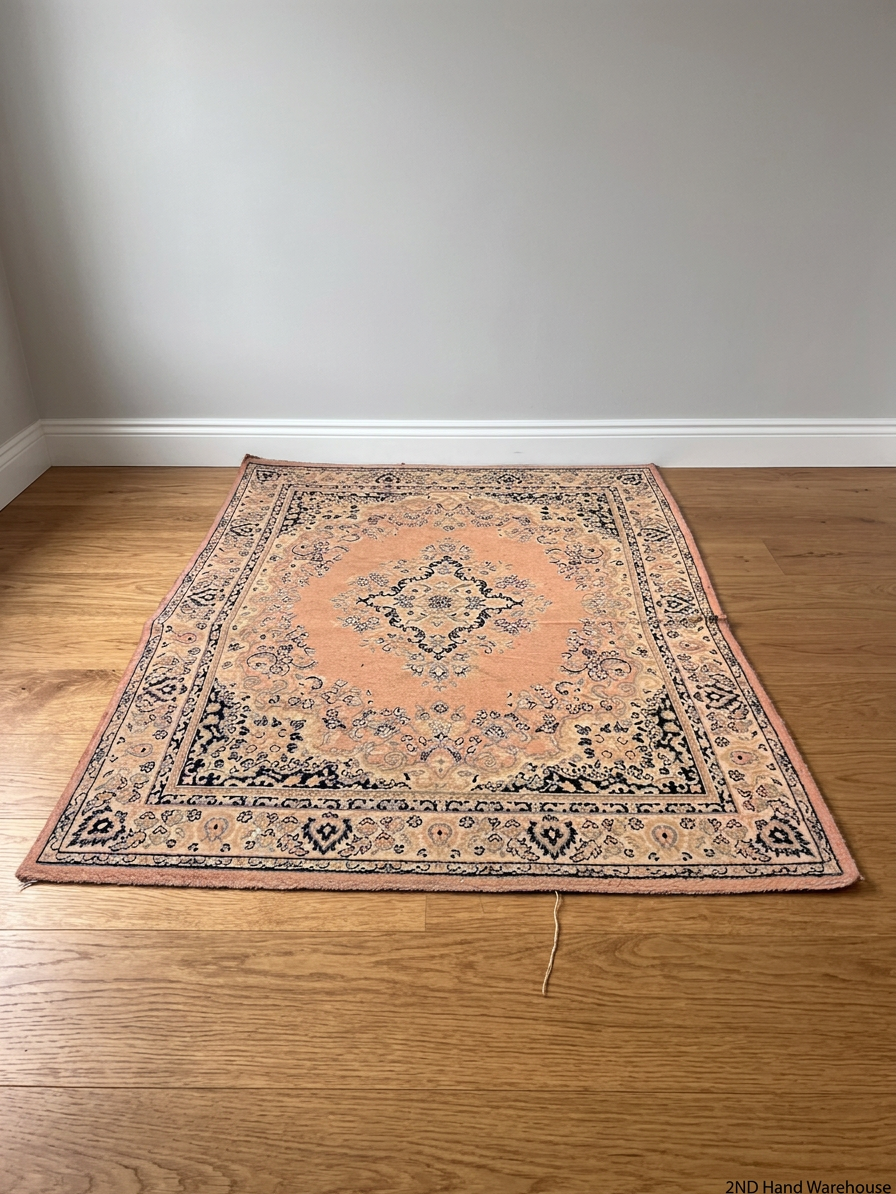 Pink Traditional Persian Style Medallion Rug — Fair Used Condition – styled product image