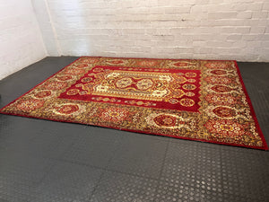 Red Persian Style Ornamental Area Rug — Fair Condition with General Wear – condition detail