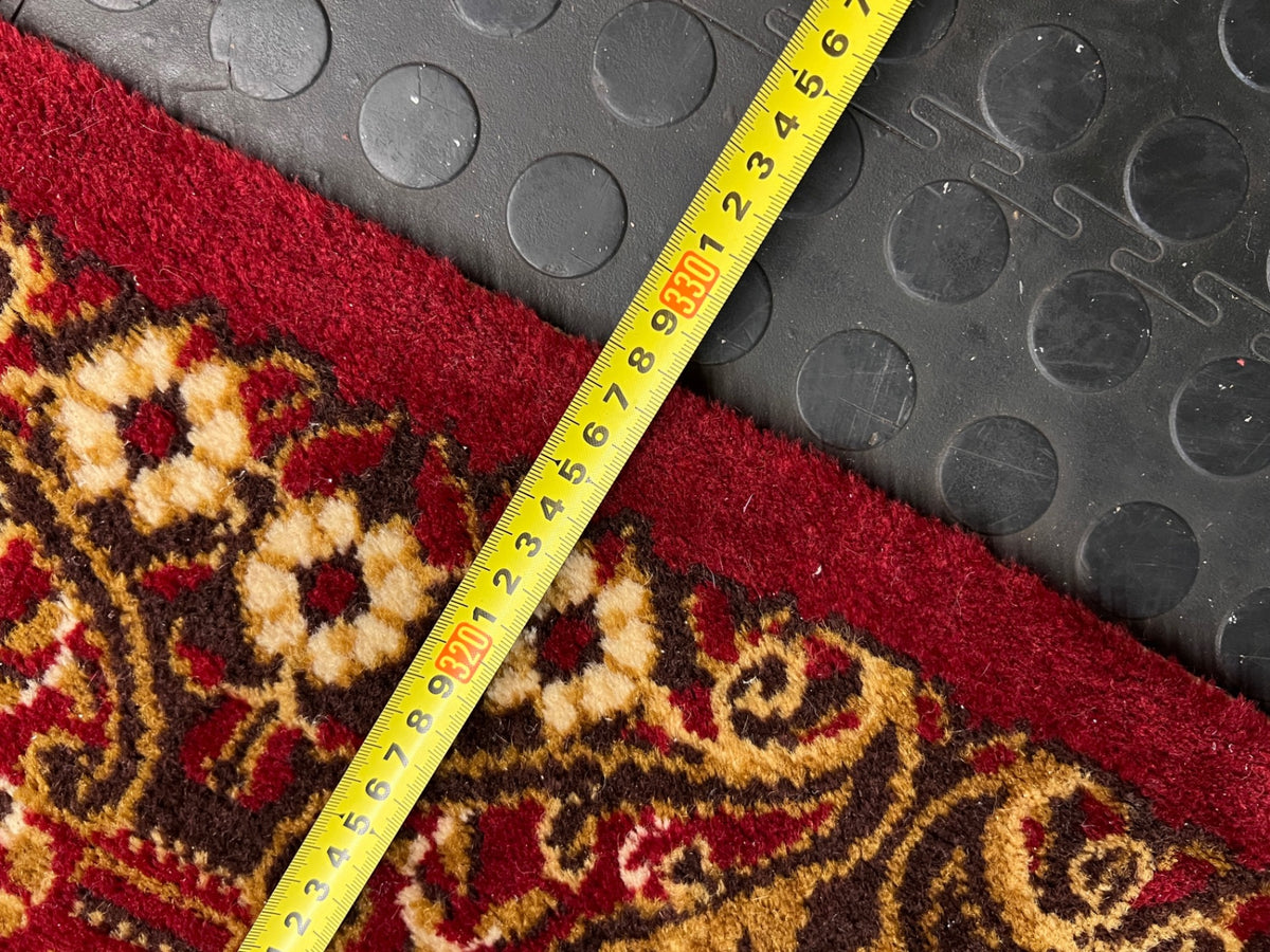 Red Persian Style Ornamental Area Rug — Fair Condition with General Wear – height measurement