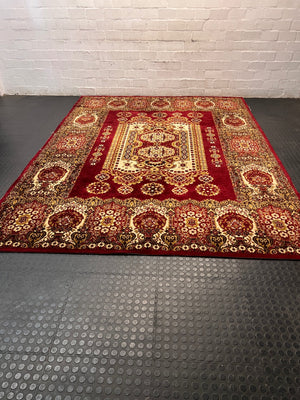 Red Persian Style Ornamental Area Rug — Fair Condition with General Wear – main front view