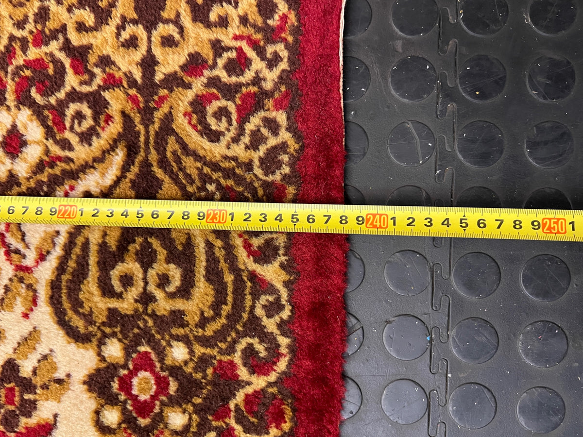 Red Persian Style Ornamental Area Rug — Fair Condition with General Wear – width measurement