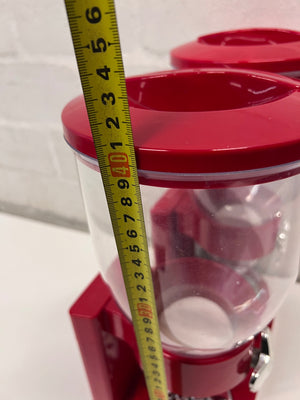Red Double Cereal Dispenser with Chrome Accents — Clean and Pre-owned Condition – height measurement