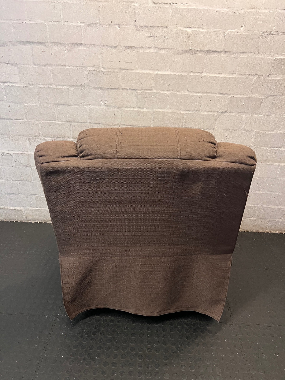 Brown Fabric Manual Recliner Armchair — Fair Condition with Visible Wear – condition detail
