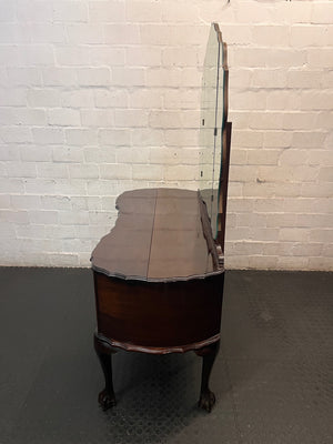 Vintage Style Triple Mirror Dressing Table with Ball & Claw Feet — Detached Side Mirror – condition detail