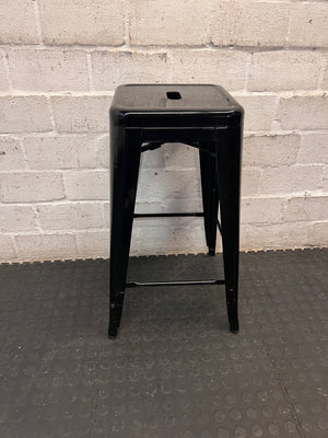 Black Industrial Metal Bar Stool — Fair Used Condition – back view