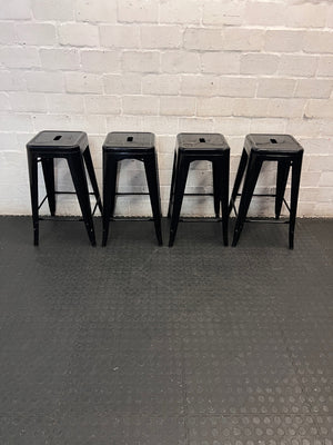 Black Industrial Metal Bar Stool — Fair Used Condition – side view