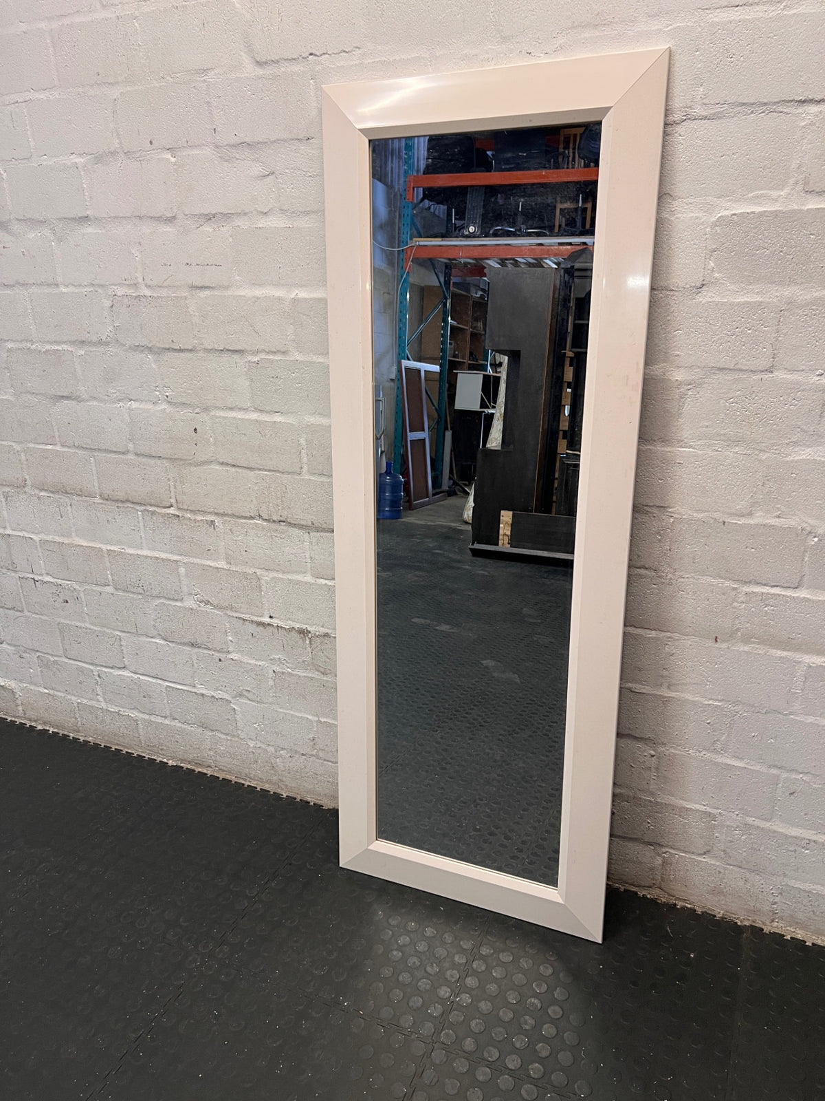 Full-Length Rectangular Bevelled Wall Mirror — Well Used Mirror – back view