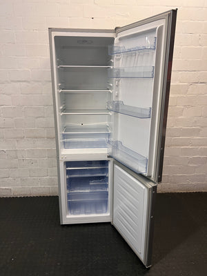 Hisense Silver Bottom-Mount Fridge Freezer — Working Well With Broken Internal Trays – side view