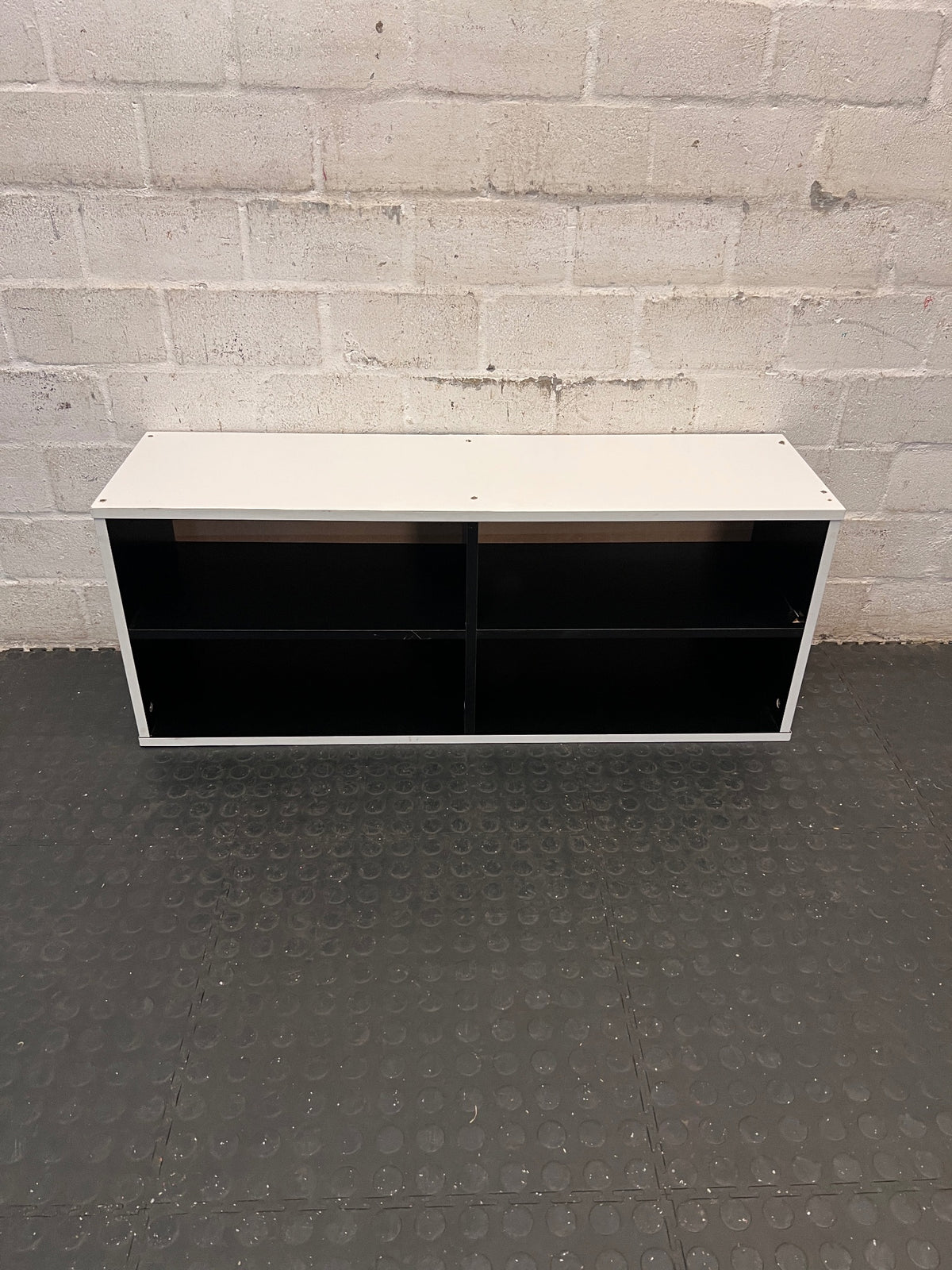 Two-Tone Low Profile TV Unit with Cable Management – side view
