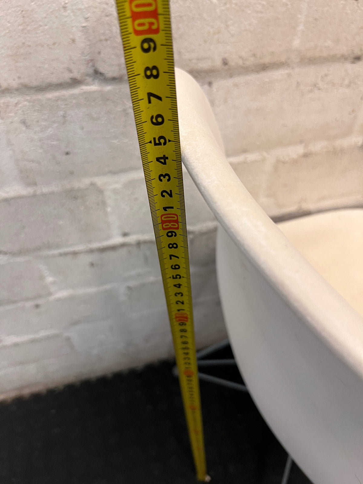 White Moulded Dining Chair with Metal Eiffel Base – height measurement