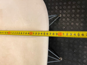 White Moulded Dining Chair with Metal Eiffel Base – width measurement