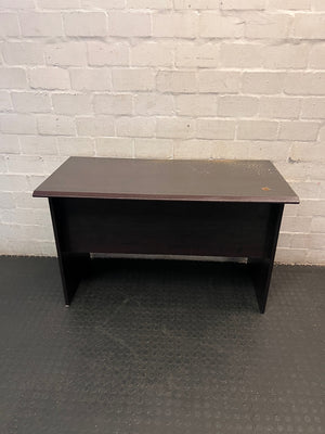 Dark Wood-Finish Office Desk with Three Drawers – back view