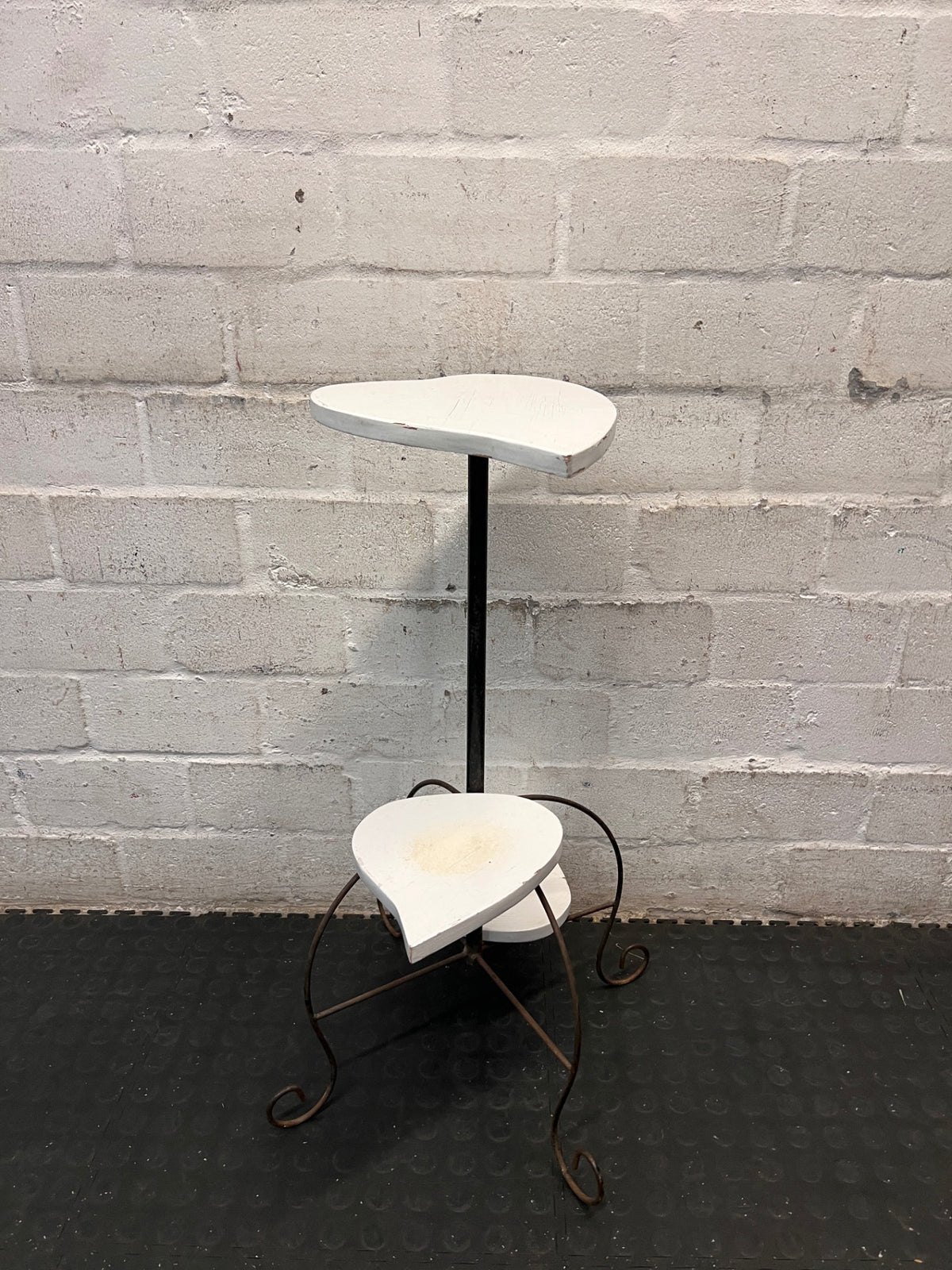 Heart-Shaped Tiered Side Table with Scrolled Metal Base – main front view