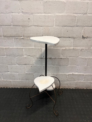 Heart-Shaped Tiered Side Table with Scrolled Metal Base – main front view