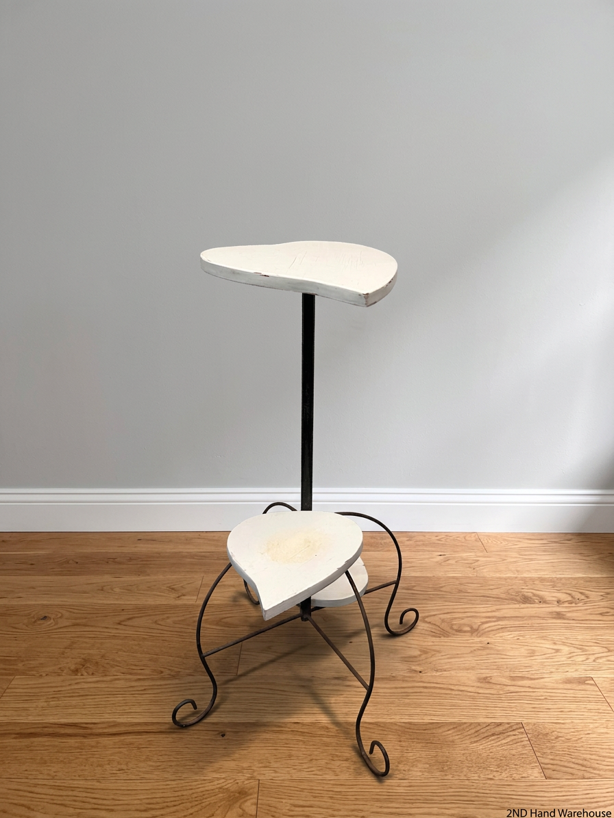 Heart-Shaped Tiered Side Table with Scrolled Metal Base – styled product image