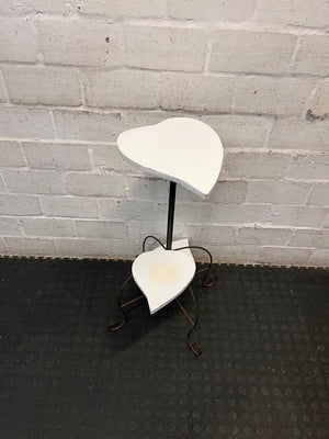 Heart-Shaped Tiered Side Table with Scrolled Metal Base – top view