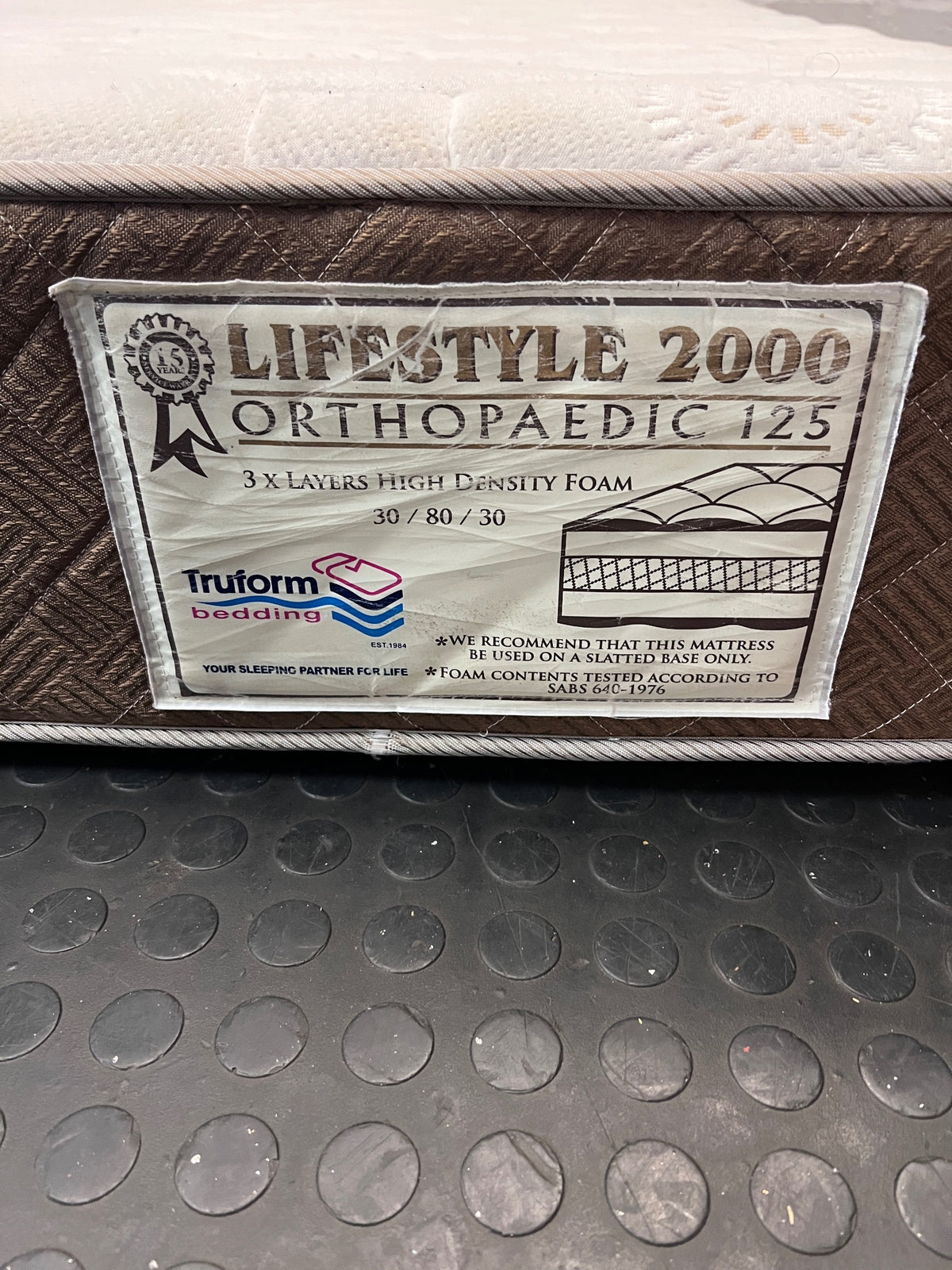 Truform Lifestyle 2000 Queen Orthopaedic Mattress — Well Used Mattress – side view