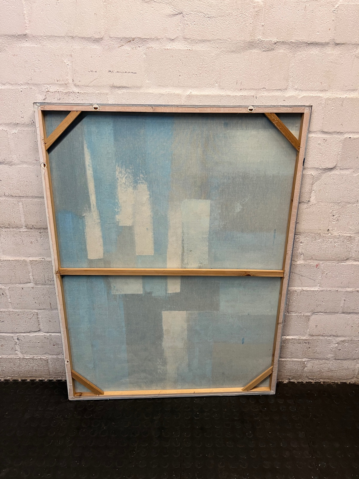 Large Blue Abstract Geometric Canvas Wall Art — Very Good Condition – side view