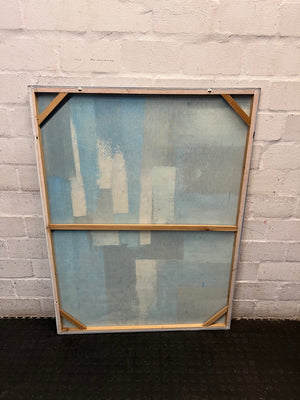 Large Blue Abstract Geometric Canvas Wall Art — Very Good Condition – side view