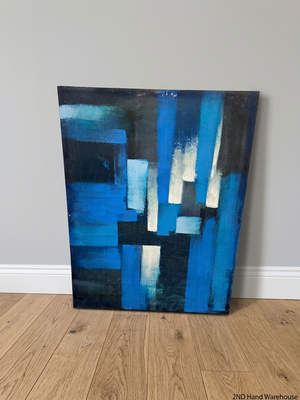 Large Blue Abstract Geometric Canvas Wall Art — Very Good Condition – styled product image