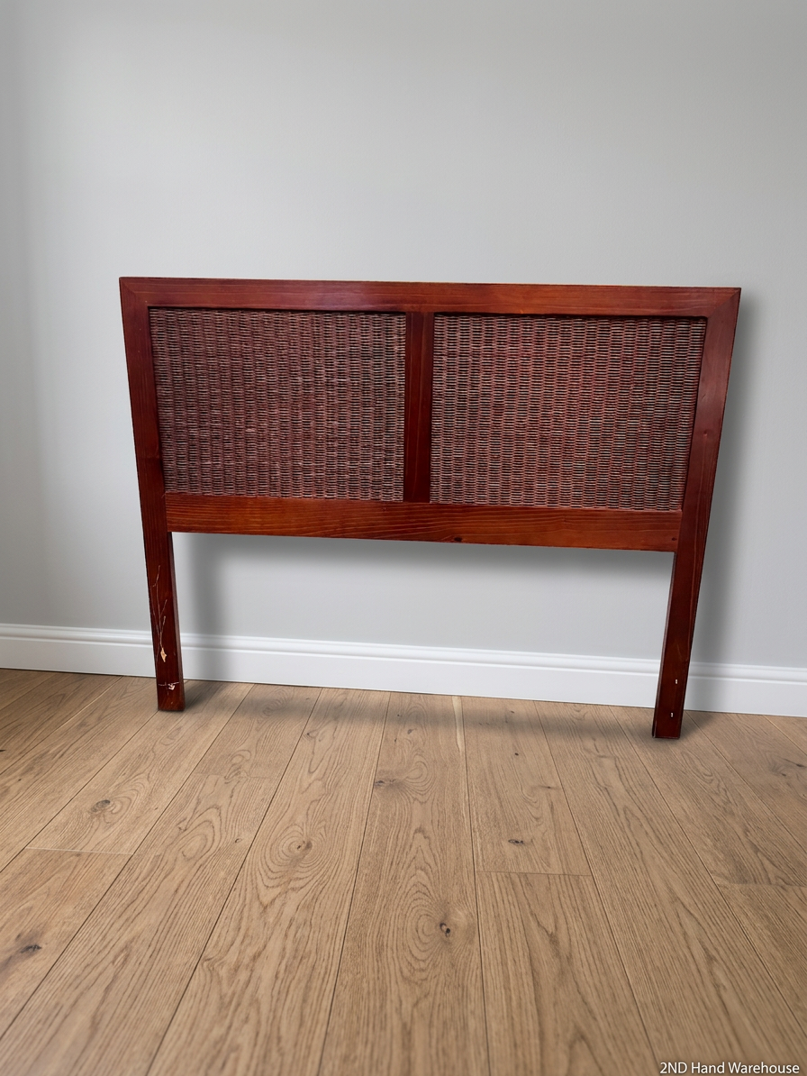 Double Woven Rattan and Wood Headboard – styled product image