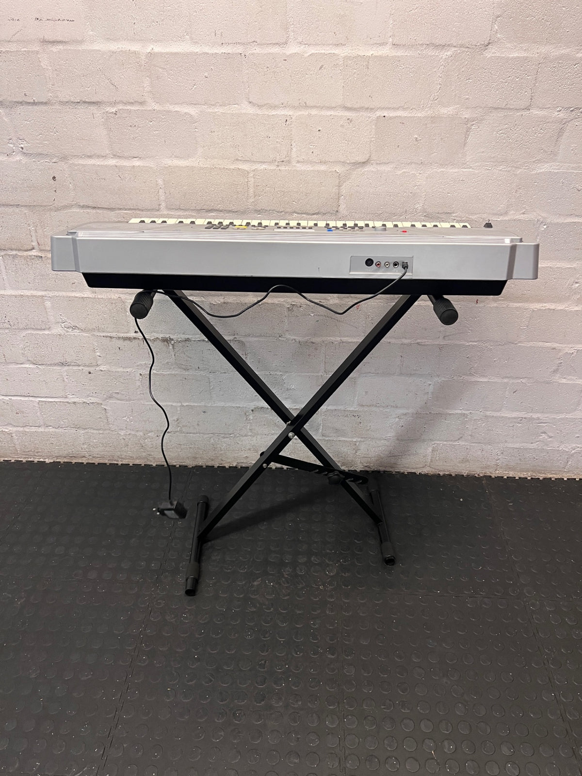 Sanchez Silver Electronic Keyboard with Stand — Good Working Order; Fair Condition – back view