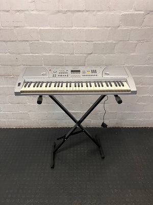 Sanchez Silver Electronic Keyboard with Stand — Good Working Order; Fair Condition – main front view