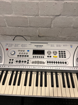 Sanchez Silver Electronic Keyboard with Stand — Good Working Order; Fair Condition – side view