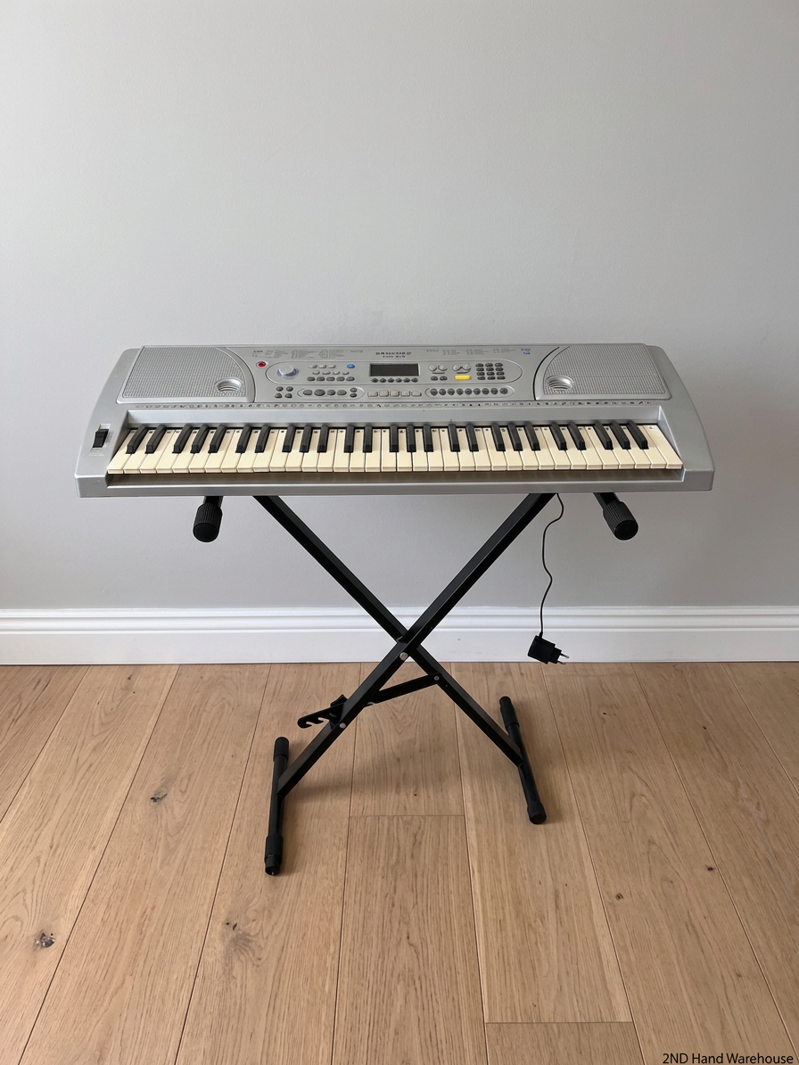 Sanchez Silver Electronic Keyboard with Stand — Good Working Order; Fair Condition – styled product image