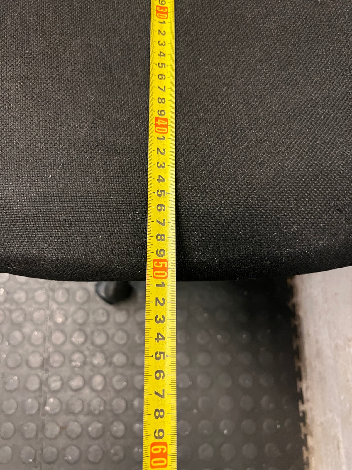 Black Fabric High Back Office Chair — Fair Used Condition – depth measurement