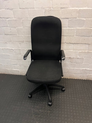 Black Fabric High Back Office Chair — Fair Used Condition – main front view