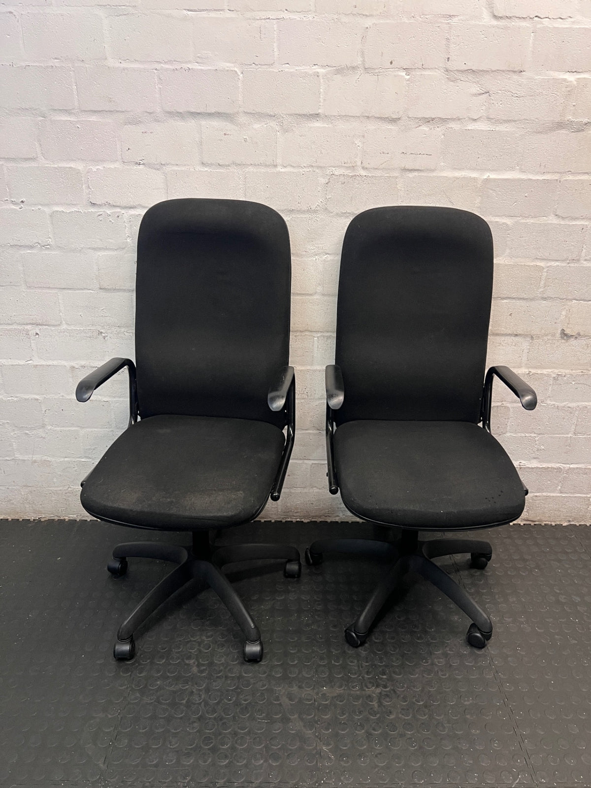 Black Fabric High Back Office Chair — Fair Used Condition – top view